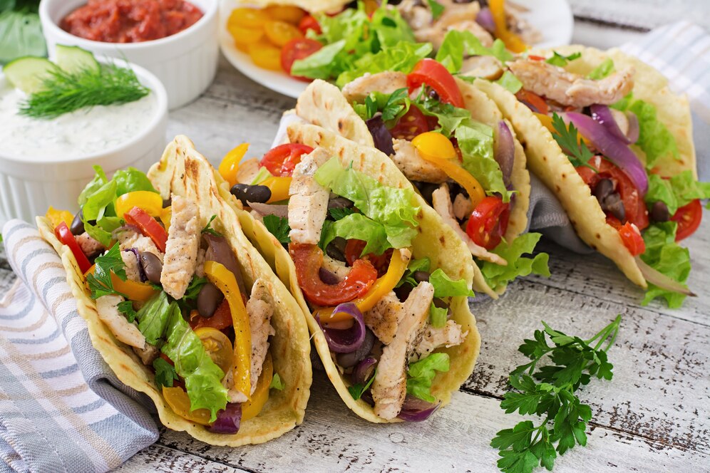 BBQ Chicken Tacos with Red Cabbage Slaw