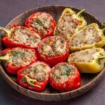 Chicken-&-Rice-Stuffed Peppers with Sun-Dried Tomato Cream Sauce