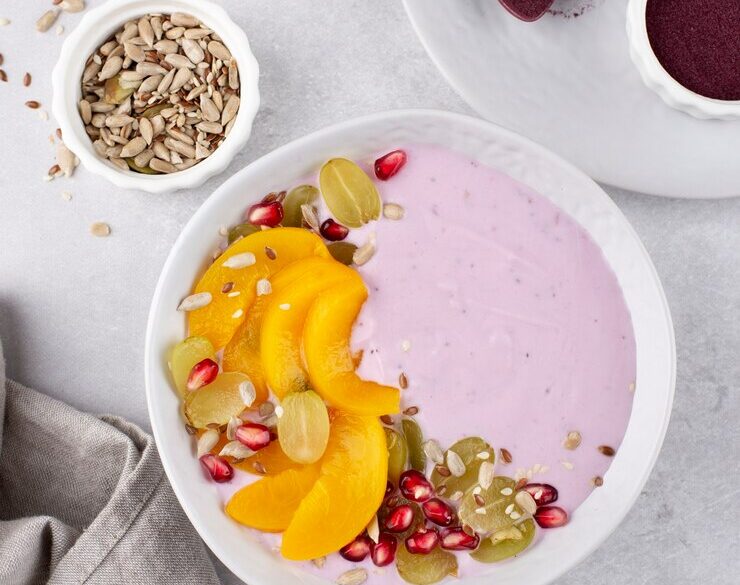 Raspberry-Peach-Mango Smoothie Bowl