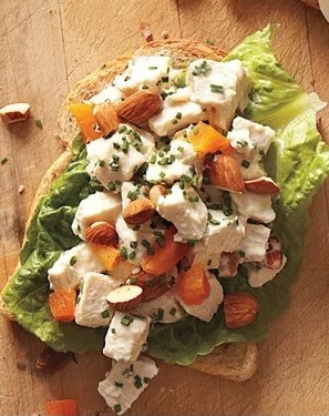 Chicken Salad with Apricots and Almonds Sandwich